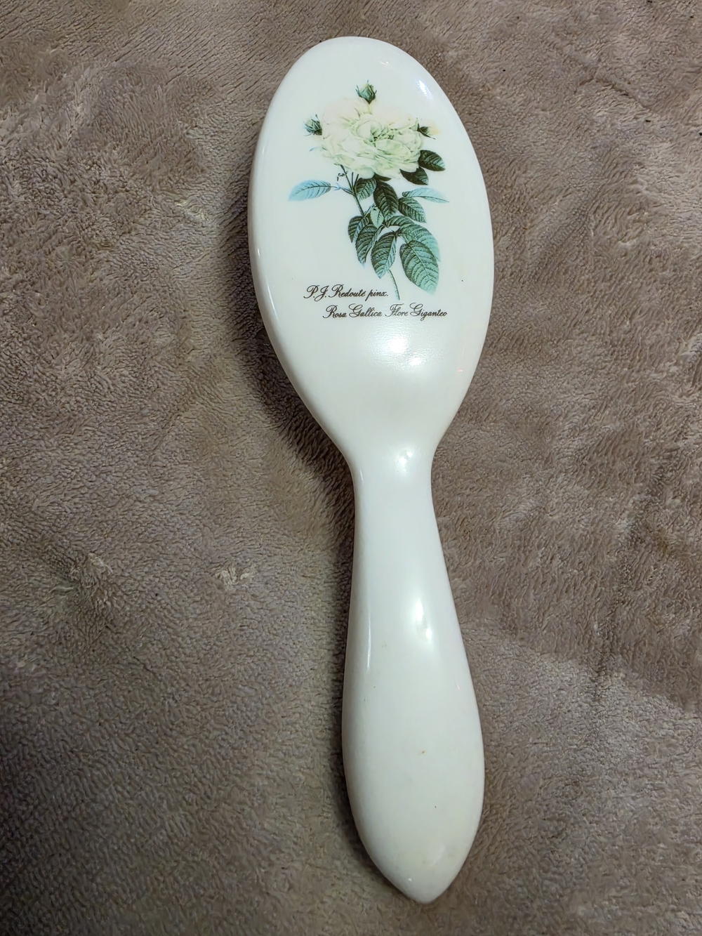 Vintage Avon P.J. Redouté Botanical Rose Hairbrush - Rosa Gallica NOS